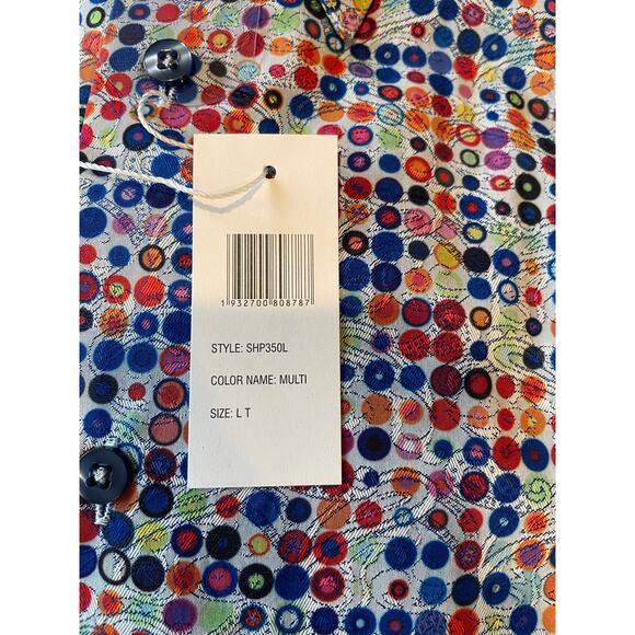 Paul Fredrick NWT Button Up Shirt Geometric Print Multicolor Sz LT Long Sleeves - Picture 6 of 10